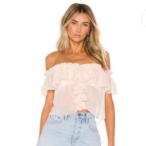 House of Harlow 1960 Blush Ruffle Off-Shoulder Blouse